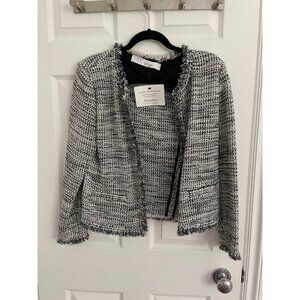IRO Tweed Pattern Evening Jacket Grey White Silver Size 42